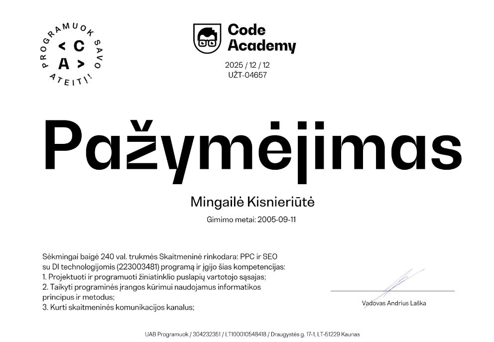 Mingaile Kisnieriute CodeAcademy course