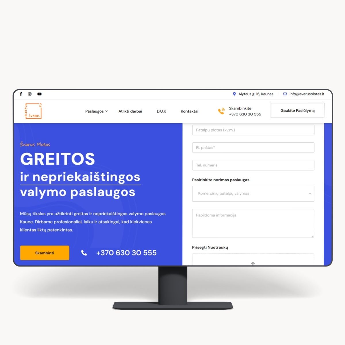 Svarus Plotas desktop mockup